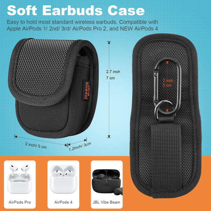 Desing Wish Mini Pouch for Earbuds Case Bag, Flip-Cover Design Mini Backpack Keychain Pouch Small Bag for Ear Buds Compatible with AirPods 1/2/3/4 Ai