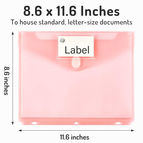 Forvencer Binder Pocket, 24 Pack Super Heavyweight Plastic Folders with Tight Closure, Binder Folders Side Loading, 3 Ring Binder Pocket, Binder Divi