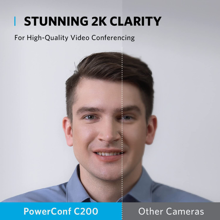 Anker PowerConf C200 2K Webcam for PC/Laptop/Mac, Computer Camera, Low-Light Correction, AI-Noise Canceling Mics, Adjustable Field of View, Built-in