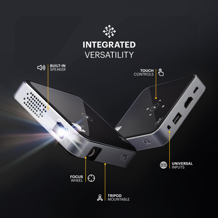 Kodak Ultra Mini Portable Projector -1080p HD support Black LED DLP Rechargeable Pico Projector - 100" Display, Built-in Speaker - HDMI, USB and Micr