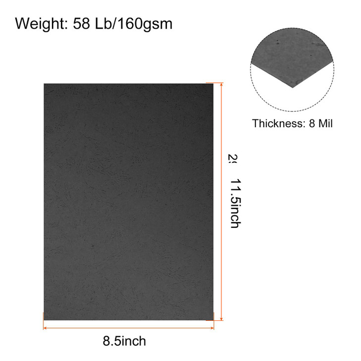 MECCANIXITY 50pcs A4 8-1/2 x 11.5 Inch Presentation Binding Covers Letter Size Leather Textured Grain Paper Un-Punched for Business Reports, Black