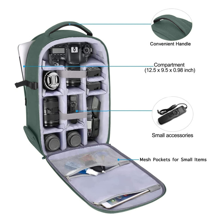 MOSISO Camera Backpack,DSLR/SLR/Mirrorless Photography Camera Bag Full Open Waterproof Hardshell Bag with Insert&Tripod Holder&Laptop Compartment Com