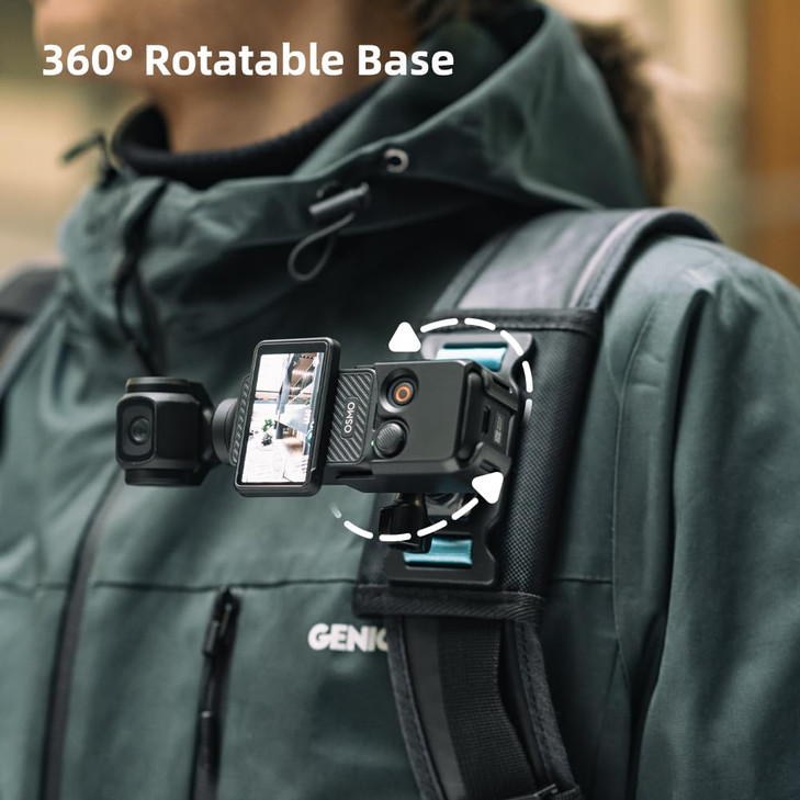 SKEZN Osmo Pocket 3 Backpack Strap Mount with Extended Border, 360° Rotatable Backpack Bag Belt Shoulder Strap Mount Compatible with DJI Osmo Pocket
