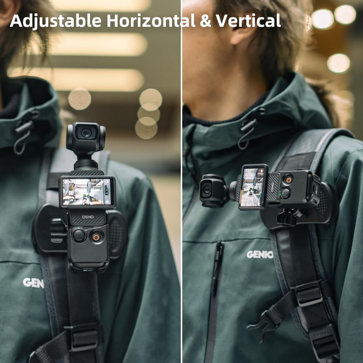 SKEZN Osmo Pocket 3 Backpack Strap Clip Mount, 360° Rotation Backpack Quick Clip Clamp Mount with Extended Border, Bag Belt Shoulder Strap Clip Holde