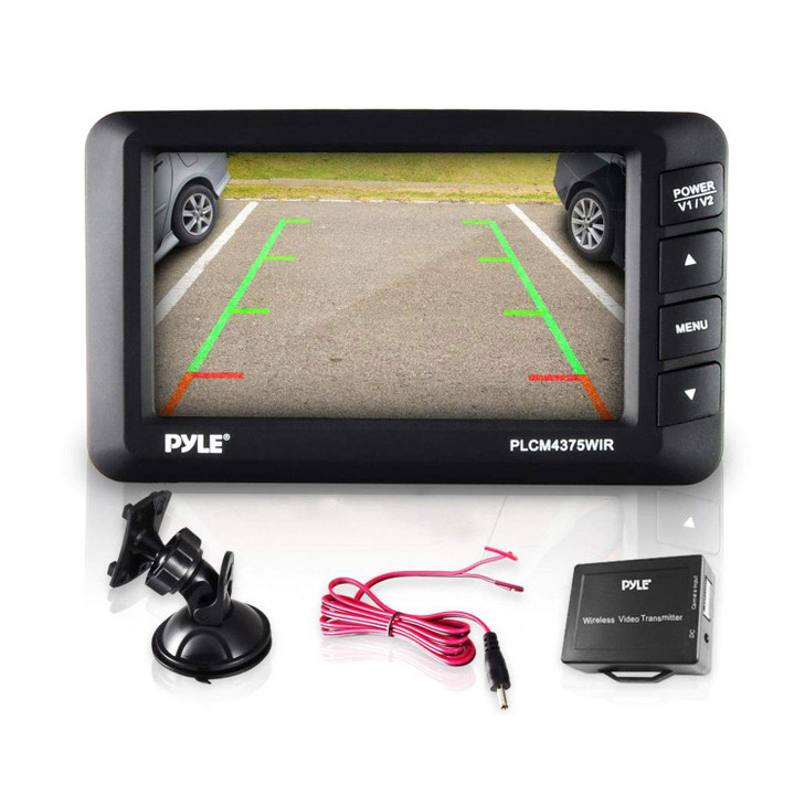 Pyle Wireless Rear View Backup Camera - Car Parking Rearview Monitor System and Reverse Safety w/Distance Scale Lines, Waterproof, Night Vision, 4.3
