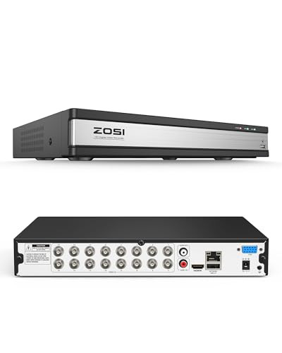 ZOSI H.265+ 1080P FHD 16 Channel DVR for Home Security Camera System with AI Human Vehicle Detection, Hybrid 4-in-1(Analog/AHD/TVI/CVI) Surveillance