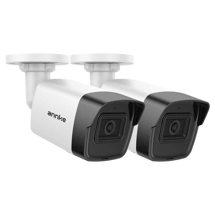ANNKE 2 Pack 5MP PoE Bullet Security Cameras with Mic/Audio, Outdoor IP Cameras with 2.8mm Lens Wide Angle, 100ft Color Night Vision, IP67 Waterproof