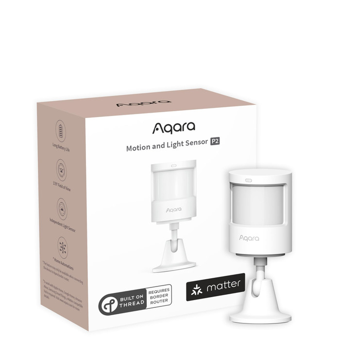 Aqara Motion and Light Sensor P2, Motion Detector with Light Sensor, Matter Over Thread, Requires 2-in-1 Matter Controller & Thread Border Router, Su