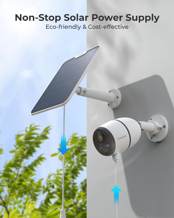 REOLINK 6W Solar Panel White, Non-Stop Solar Power Supply for All Wireless Battery Camera, Trackmix/Argus PT/Go PT Ultra, Waterproof, Adjustable Moun