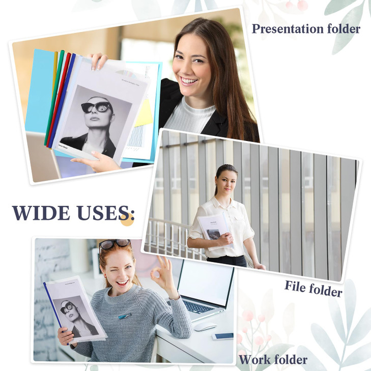 Mimorou 100 Pcs Clear Report Cover with Sliding Bar 50 Sheet Capacity Presentation Binder Transparent Resume Folder Plastic Folder for File Report Sc