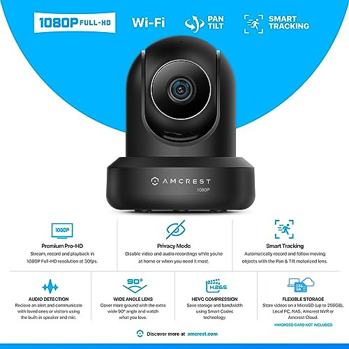 Amcrest 2-Pack 1080p WiFi Camera Indoor, 2MP Pan/Tilt Home Security Camera, Auto-Tracking, Motion & Audio Detection, Enhanced Browser Compatibility,