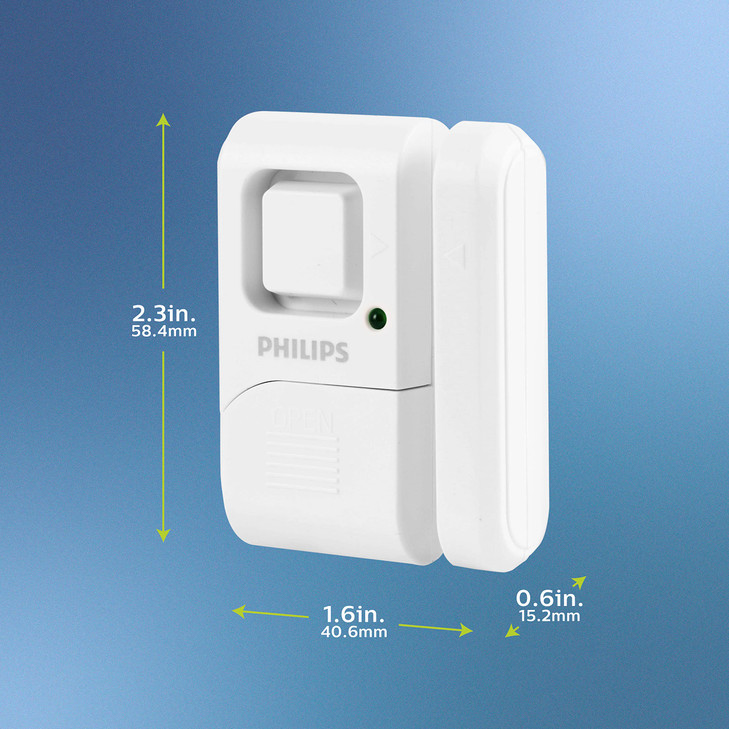 Philips Personal Security Window and Door Alarm, 4 Pack, DIY Protection, Burglar Alert, Wireless, Chime/Alarm, Easy Installation, Ideal for Home, Gar