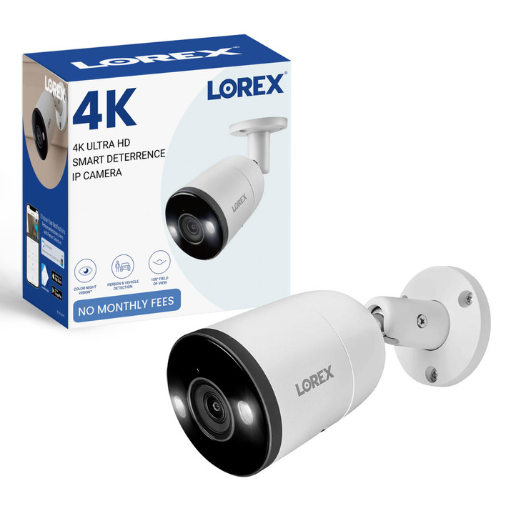 Lorex Outdoor 4K IP Add-On Metal Bullet Security Camera | NVR Add-On | Smart Motion Detection | 2-Way Talk | Color Night Vision | IP67 Waterproof | R