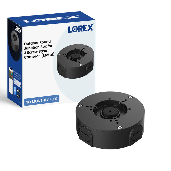 Lorex Home Improvement Outdoor Security Camera Junction Box, Waterproof Electrical Box for Mounting Bullet or Dome Surveillance Cameras - Black