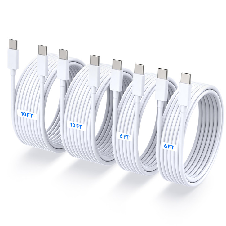 4-Pack [ 6ft 6ft 10ft 10ft ] 60W USB C to USB C Fast Charging Cable, for iPhone Charger Cord, Type C to C Charger Cord for iPhone 17, 17 Pro, 17 Pro