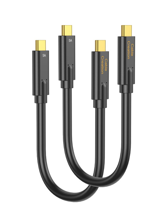 CableCreation Short USB C 1ft*2,100W Charging Thick USBC 3.1 Gen 2,10G Sync,Heavy Duty 4K@60Hz USBC Display Cable,Type C to iPhone 15/16/17,Android A