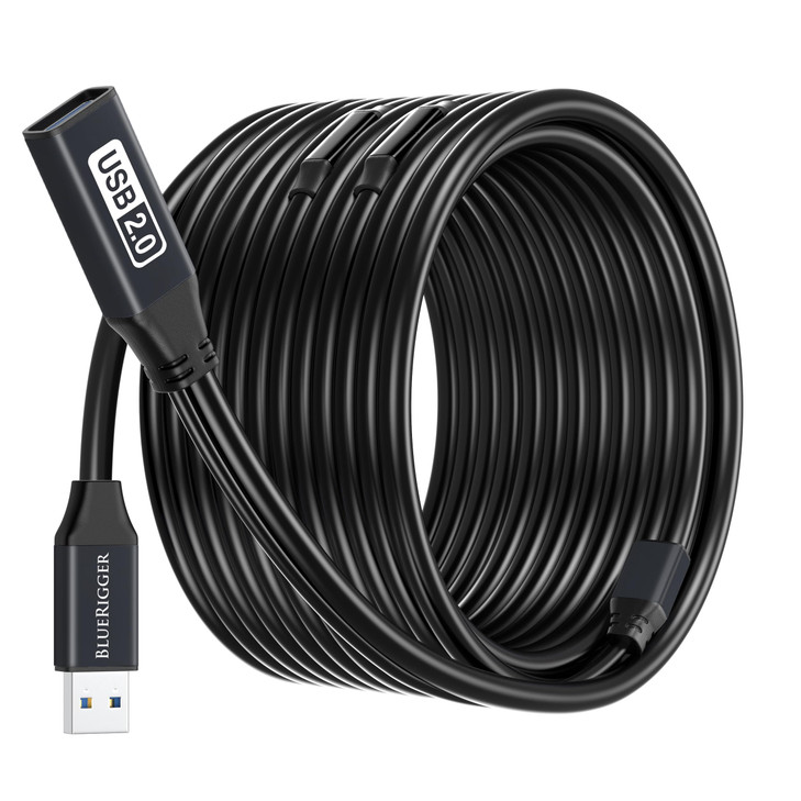 BlueRigger USB Extension Cable (100FT, Long Active USB2.0 Extender, Male to Female Repeater, Data Transfer Cord)- for Game Consoles, Printer, Camera,