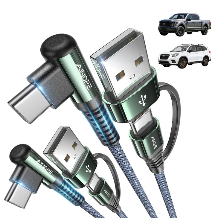 AINOPE Right Angle USB C Cable [2-????, 6.6FT] with USB Adapter, 60W iPad Charging Cord 90 Degree USB C Cabel for iPad Air/Pro,Carplay Cable Type C F