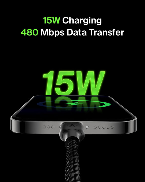 Belkin BoostCharge Braided USB-C to USB-A Charging Cable (3.3ft/1M) for iPhone 17 & 16 Series, Samsung Galaxy S25 Series, Google Pixel 10, iPad Pro,