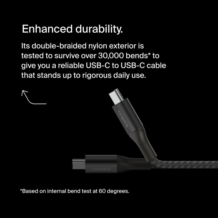 Belkin USB C to USB C Cable, 6.6ft, 240W - Type C Charger, iPhone Charger Cord, Fast Charging for iPhone 16, Galaxy S25, Pixel 9, MacBook, Chromebook