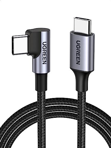 UGREEN Right Angle USB C Cable 6.6FT 2-Pack, 60W USB C to USB C Cable 90 Degree Type C Cable for iPhone 17/16, MacBook Pro/Air, iPad Pro 2022/Air 5/M