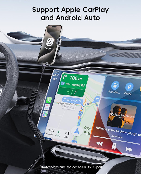 CarPlay Cable 3 FT 2-Pack, USB A to USB C Short Car Charger Cord for iPhone 17/16/15 Pro Max, Samsung Galaxy, Google Pixel, Supports Apple CarPlay (B