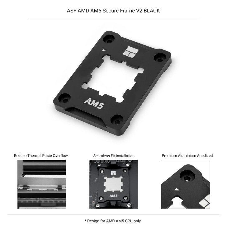 Thermalright ASF Black V2 AM5 CPU Holder, AM5 Safety Fixed Frame, AM5 Secure Frame, Corrective Anti-Bending Fixing Frame, AM5 Anti-Bending Contact Fr