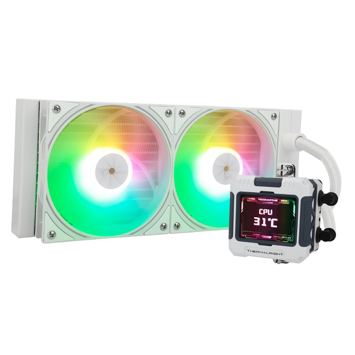 Thermalright FW240 White ARGB CPU AIO Cooler,PC 240 Specification Water Cooler System,IPS LCD Screen with 320 * 240 Resolution,for AM5&Intel LGA1700/