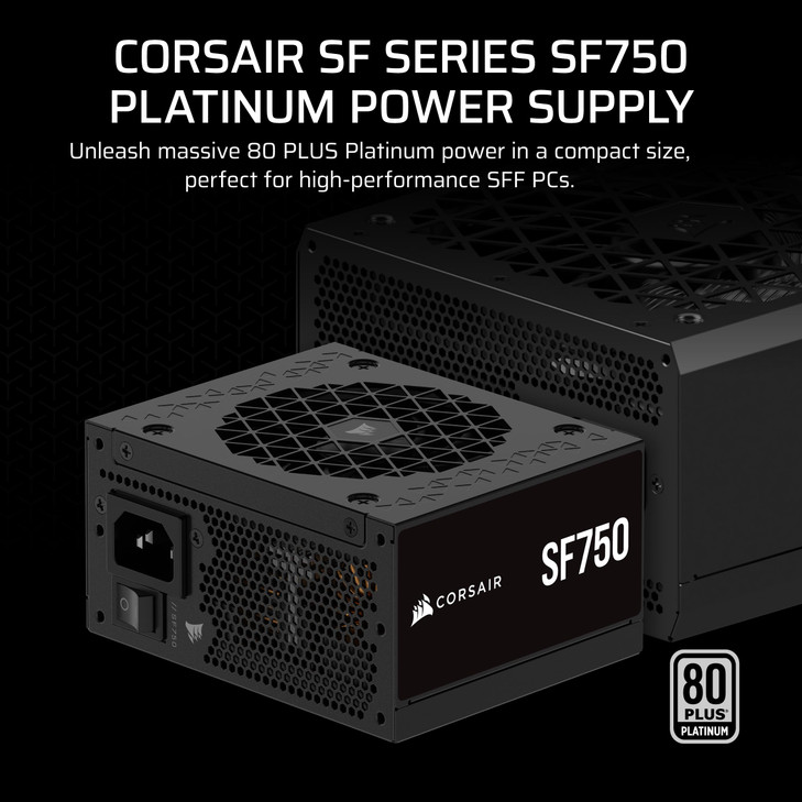 CORSAIR SF750 (2024) Fully Modular SFX Low Noise 80 Plus Platinum Power Supply  ATX 3.1 Compliant  PCIe 5.1 Ready  Small Form Factor  SFX-to-ATX