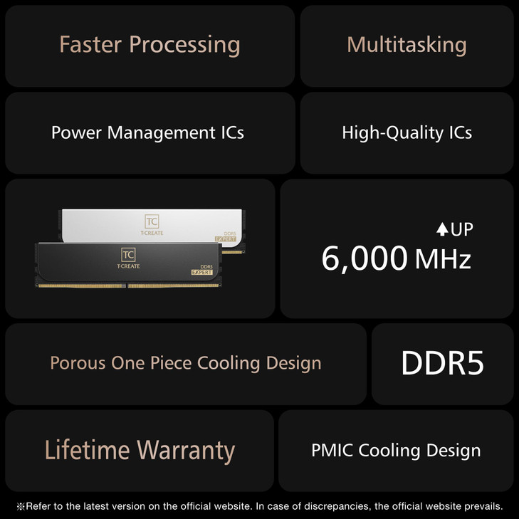 TEAMGROUP T-Create Expert Overclocking 10L DDR5 32GB Kit (2 x 16GB) 6000MHz (PC5-48000) CL30 Intel XMP 3.0 & AMD Expo Compatible Desktop Memory Modul