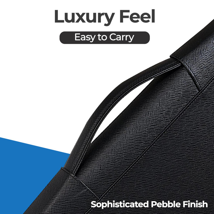 Case-it Executive Zipper Padfolio with Removable 3-Ring Binder and Letter Size Writing Pad, Pebbled Faux Leather Black (PAD-40)