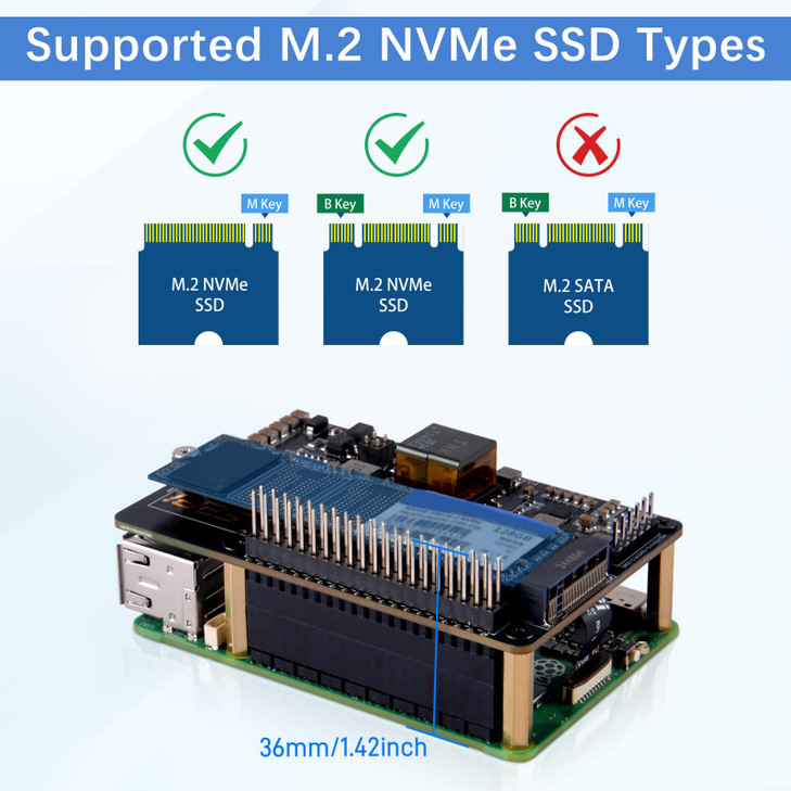 GeeekPi P33 M.2 NVME M-Key PoE+ Hat with Official Pi 5 Active Cooler for Raspberry Pi 5, Support M.2 NVMe SSDs 2230/2242/2260/2280
