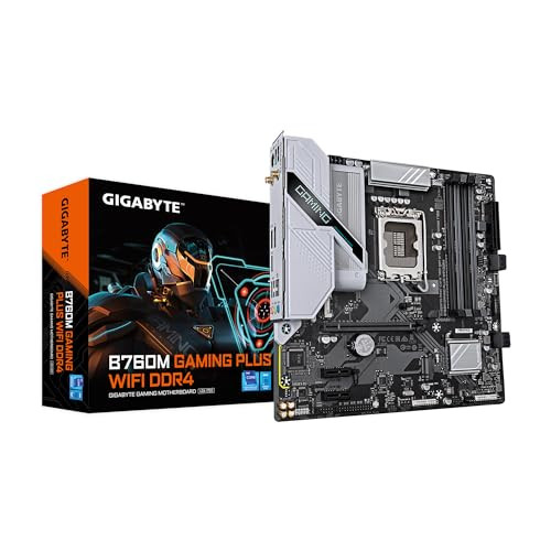 GIGABYTE B760M Gaming Plus WiFi DDR4 Intel LGA 1700 mATX Motherboard, Supports Intel Core 14th/13th/12th Gen, DDR4, 4+1+1 Power Phase, 2X M.2, PCIe 4