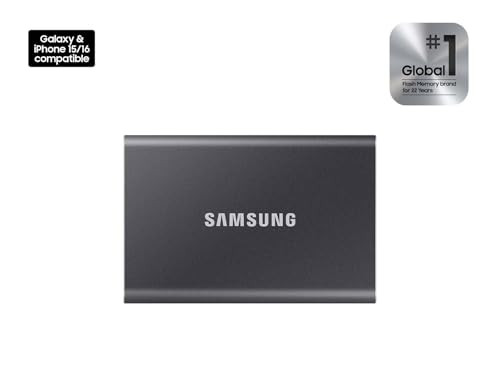 Samsung T7 Portable SSD, 2TB External Solid State Drive, Speeds Up to 1,050MB/s, USB 3.2 Gen 2, Reliable Storage for Gaming, Students, Professionals,