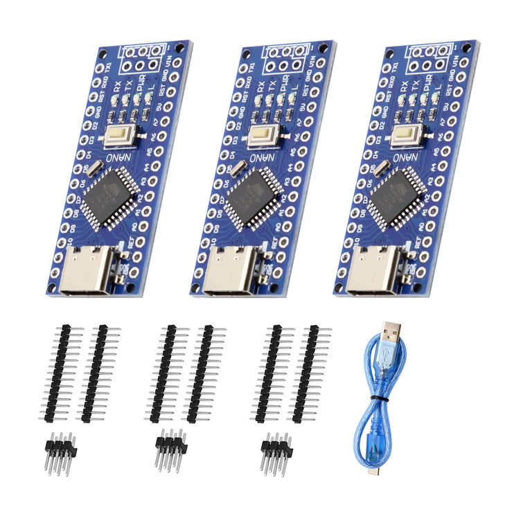 AYWHP 3PCS Nano V3.0 Board With Cable, ATmega328P, CH340G Chip 5V 16M, Microcontroller Compatible With Arduino (USB C Port)