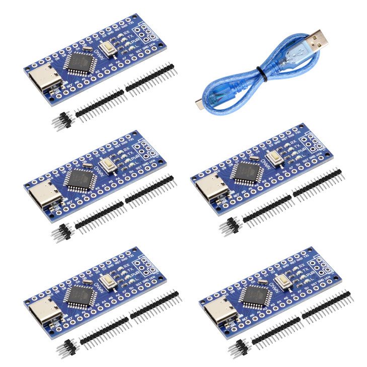 Nano V3.0 Board with Cable, AYWHP 5PCS Nano Board ATmega328P, CH340G Chip 5V 16M, Microcontroller Compatible with Arduino Nano (USB C Port)