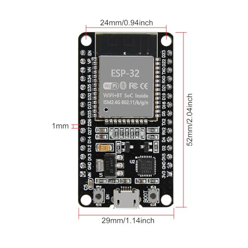 ESP-WROOM-32 ESP32 ESP-32S Development Board 2.4GHz Dual-Mode WiFi + Bluetooth Dual Cores Microcontroller Processor Integrated with Antenna RF AMP Fi
