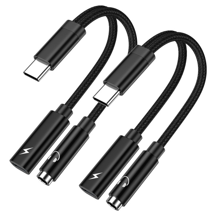 USB C to 3.5mm Headphone and Charger Adapter for Samsung Galaxy A17 A56 A55 A35 S25 S24 Ultra A16 A15 iPhone 17 16e, 2 in 1 USB Type C to Aux Audio J