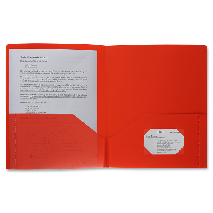 Business Source 2-Pocket Poly Portfolio, Red (20881)