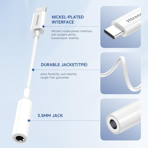 USB C to 3.5mm Headphone Jack Adapter for iPhone17/ iPhone 16/16 Pro/15/15 Pro/Pro Max/Plus, Type C Aux Audio Dongle Cable Cord Compatible with iPad,