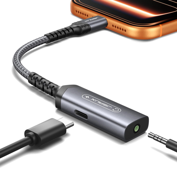 JSAUX USB C Headphone Adapter and Charger, 2-in-1 Type to 3.5mm Audio with PD 60W Fast Charging for iPhone 16 Pro/16 Pro Max/16/16 Plus/15 Pro Max/15