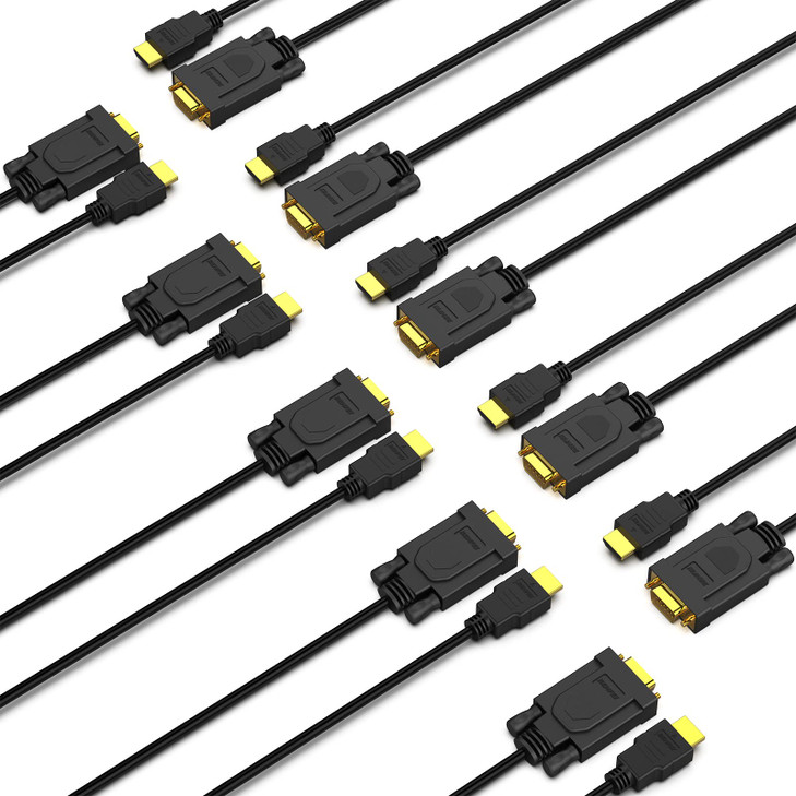 BENFEI 10 Pack HDMI to VGA 6 Feet Cable, Uni-Directional HDMI (Source) to VGA (Display) Cable (Male to Male) Compatible for Computer, Desktop, Laptop