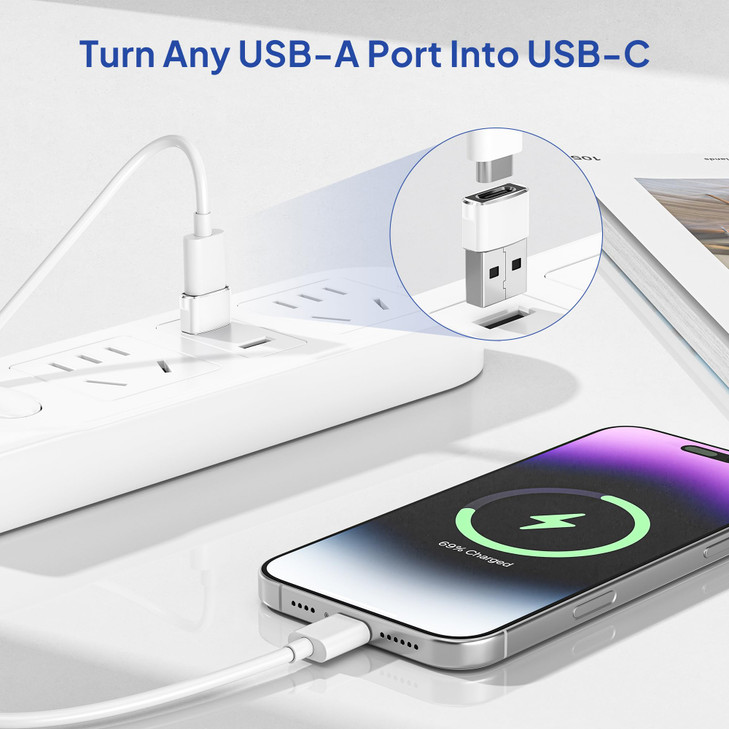 Elebase for iPhone 17 Air Pro Max Adapter,USB to USB C Adaptor 4 Pack,Type C Female to USB A Male Charger Connector for Apple 16 15 14 13,iWatch 11 1