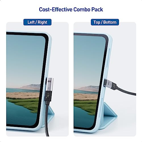 Cable Matters Combo-Pack 40Gbps Right Angle USB-C Adapter Kit, Up to [4K@240Hz Video, 240W Charging, 40Gbps Data Transfer] 90 Degree USB C Adapter, C