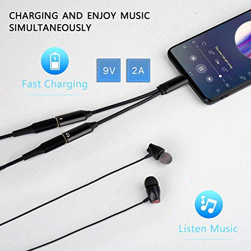 LecLooc USB C Splitter for iPhone 16 15, Dual USB C Audio and Charge Adapter 60W Fast Charge Fit with iPhone 16 15 Pro Max Plus, Galaxy S24 23 S22 Ul