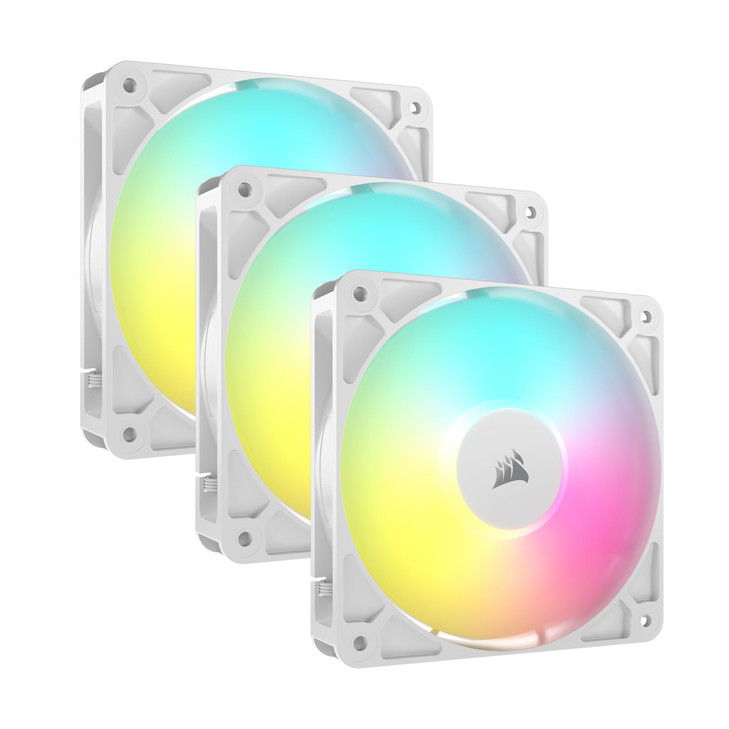 CORSAIR RS120 ARGB 120mm PWM Fans  Daisy-Chain Connection  Low-Noise  Magnetic Dome Bearing  Triple Pack  White