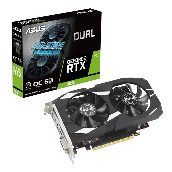 ASUS Dual NVIDIA GeForce RTX 3050 6GB OC Edition Gaming Graphics Card - PCIe 4.0, 6GB GDDR6 Memory, HDMI 2.1, DisplayPort 1.4a, 2-Slot Design, Axial-