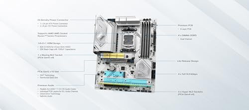 ASRock B850 Steel Legend WiFi AMD AM5 ATX Motherboard, Supports AMD Ryzen 9000/8000/7000 Series Processors, DDR5 8000+ (OC), PCIe 5.0, 2.5G LAN, WiFi