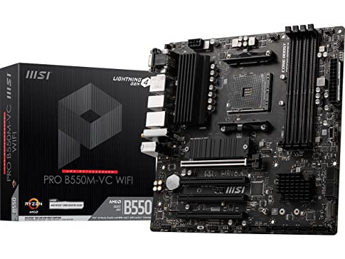 MSI PRO B550M-VC WiFi ProSeries Motherboard (AMD Ryzen 5000 Series, AM4, DDR4, PCIe 4.0, SATA 6Gb/s, M.2, USB 3.2 Gen 2, HDMI/DP, Wi-Fi 6E, Bluetooth