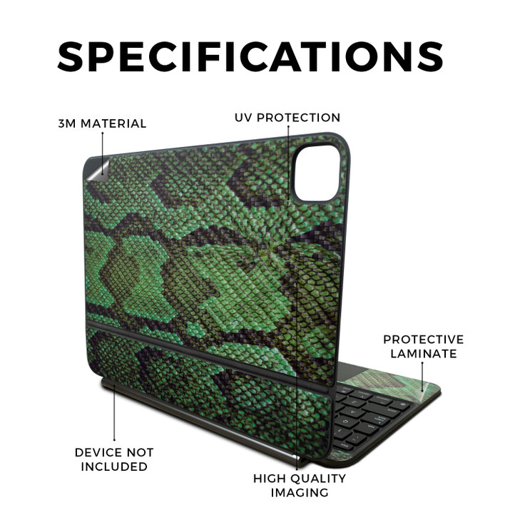 Carbon Fiber Skin Compatible With Apple Magic Keyboard for iPad Pro 11?inch (M4) 2024 - Green Serpent - Premium 3M Vinyl Protective Wrap Decal Cover